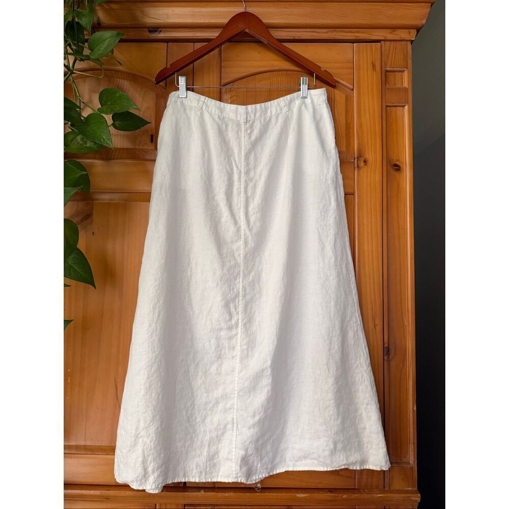 Autograph New York White Linen Button-Front Midi Skirt Size 12 - Picture 6 of 12